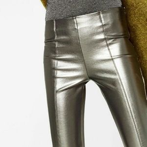 Zara metallic high waist faux leather leggings